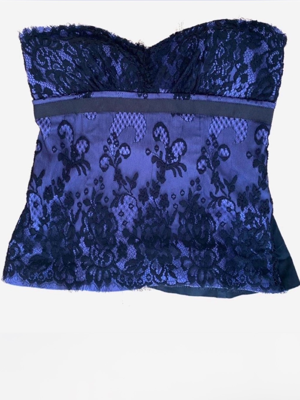 Portmans Strapless Lace Corset Bandeau in Purple and Black